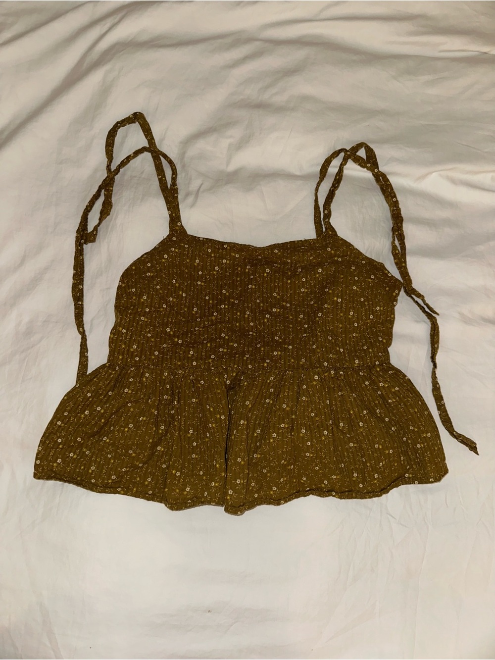 Madewell Brown Floral Smocked Peplum Cami
